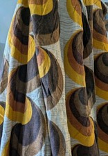 PAIR VINTAGE RETRO ORANGE GEOMETRIC CURTAINS 221cmD 112cmW DOOR PATIO FLOOR LONG