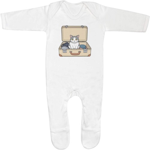 Cat suitcase baby romper - 'cat, in