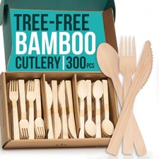 Bamboo Cutlery Set 300 Pcs
