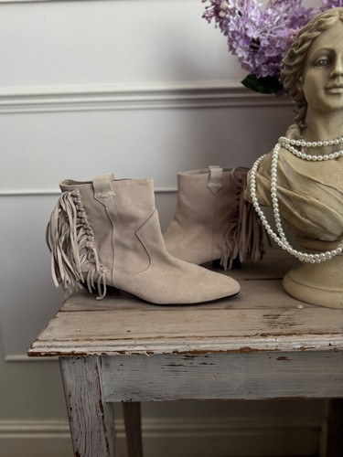 Zara suede cowboy ruffle ankle - cowboy,