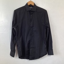 Primark Mens Black Long Sleeve Button Up Shirt Size S 14.5