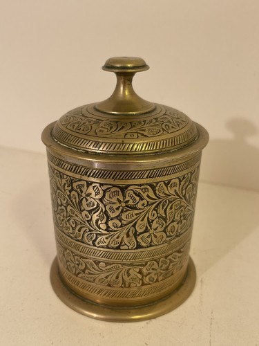 Vintage indian brass tea caddy - vintage,
