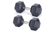 Pro Fitness Hex Dumbbell Set 20kg Pair Cast Iron Weights Home Gym Black 6421717