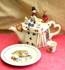 LARGE ALICE IN WONDERLAND TEAPOT, SOUTH WEST CERAMICS 1989, OTHER PLATE & EGGCUP
