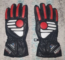 AKITO Black Leather Motorbike Gloves - Excellent Condition - M