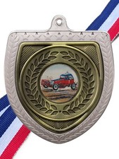 Stock Car Racing Award 87mm Silver Cobra Medal & Ribbon (B4) Engraved Free
