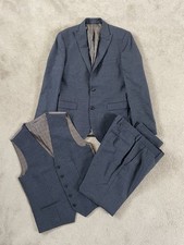 Next Blue Slim Fit 3 Piece