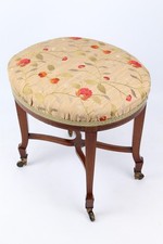 Victorian Inlaid Mahogany Dressing Table Stool - Antique Piano Stool Window Seat