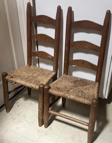 Vintage ladder back - ladder, rush