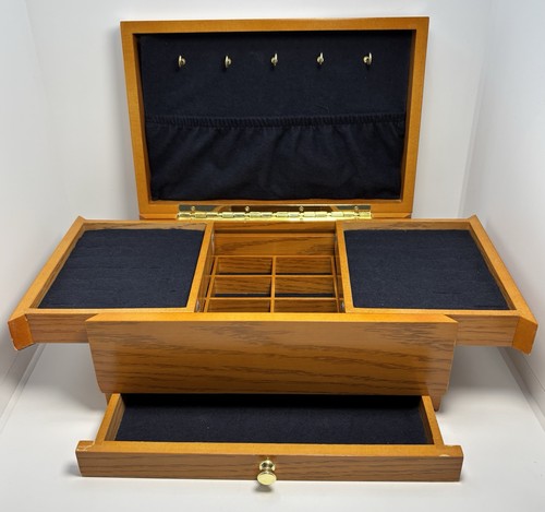 Vintage oak jewelry box - jewelry,