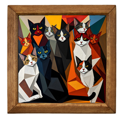 Cubist cat stone wall art - stone,