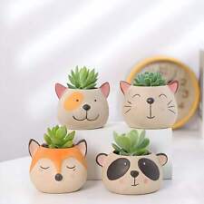 Animal Head Ceramic Succulent Planters Cute Plant Pots Round Indoor Desk Office