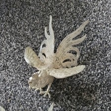 2 x Vintage mid century Silver Plated Cast Metal Fighting Cockerels ornaments