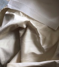 100% SILK SMOOTH DUPION CREAM TINT FABRIC REMNANT 138 CMS. X 21 CMS. ONE ONLY!