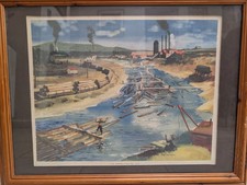 SCHOOL POSTER Logs Nearing  Pulp Mill Mac Tatchell  VINTAGE Macmillans Geography