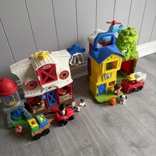 Fisher Price Little People Farm Barn & Vet Playset With Figures Toy Bundle