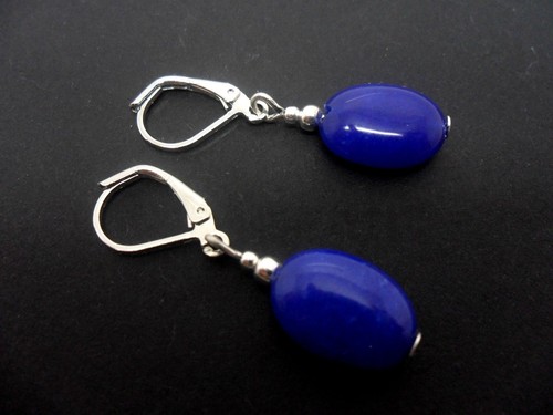 Pair cobalt blue jade - pair, of