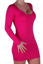 Womens V Neck Long Sleeve Bodycon Fashion Stretch Casual Plain Party Mini Dress