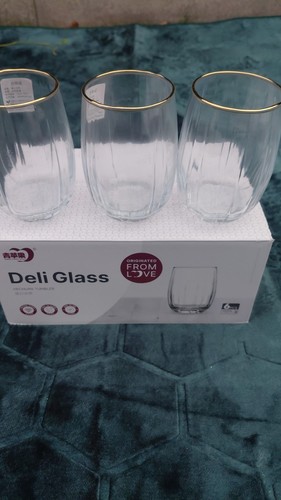 Deli glass ribbed - ribbed, gold