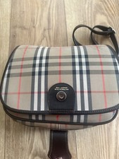 Genuine Burberry Haymarket Check Saddle Bag