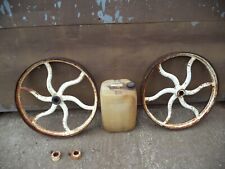 Large Cast Iron Wheels & axle stops 27" Shepherds Hut Trolley Stationary engine
