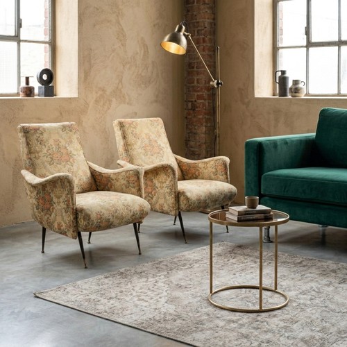 Vintage armchairs fabric metal - vintage,