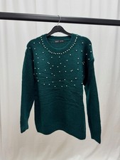 Women's Knit Jumper With Pearl Embellishment,Crew Neck Long Sleeve Jumper