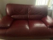 DFS 4 Seater Red Leather Sofa