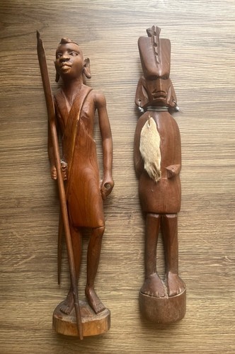 Pair vintage african wood - pair,