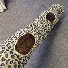 4ft Pet Tunnel Toy Cat Rabbit Collapsible Puppy Kitten - Leopard Print - Free PP