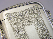 BEAUTIFUL ENGLISH SOLID SILVER LADIES CARD CASE 1916 ANTIQUE ART DECO 71g ROSES
