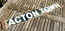 ⭐ Original ACTON / HOUNSLOW 2 Sided Enamel Sign Tram / Bus / Train Vintage Old
