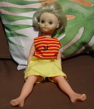 Vintage 1960's Rosebud Doll 14 inches, opening/closing eyes, dress and necklace