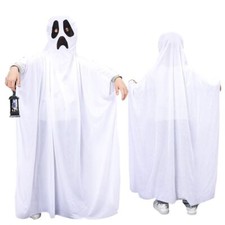 Kids Adults Ghost Costume Halloween Fancy Party Cosplay White Ghost Cloak Capes