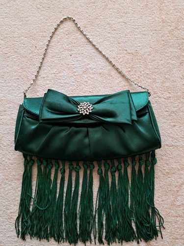 Emerald green clutch handbag - green,