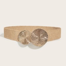 Women Elasticated Weaving Style Holiday Wide Dress Cinching Braided Waist Belt