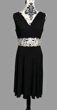 Ronni Nicole Black Embellished Waist Flare Dress Size 10 Evening Occasional 