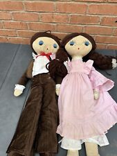 Large Pair Of Raggedy Ann Vintage Rag Dolls Boy & Girl 32”