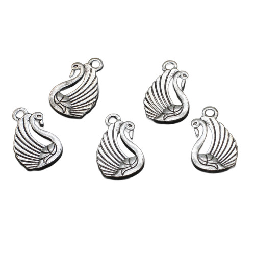 Swan charms tibetan silver - charms,