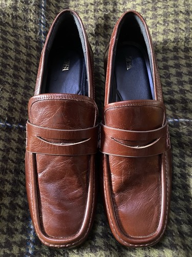 Zara brown leather penny - brown,