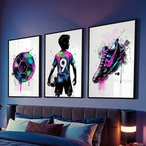 Personalised football wall art - football,