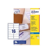 Avery Inkjet Address Label 99x34mm 16 Per A4 Sheet White (Pack 400 Labels) J8162
