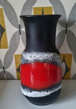 Bay Keramik Vase Vintage West German Pottery 82 20 - Red Fat Lava 8"