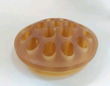 VINTAGE BROWN AMBER FROSTED GLASS FLOWER FROG INSERT