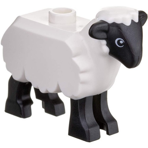 Lego white sheep with black - white,