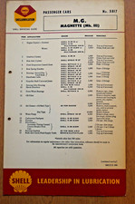 MG Magnette Mk.III Mk3 - Shell classic car lubrication chart