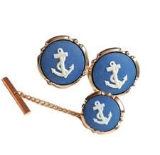Wedgwood Cufflinks + Tie Pin