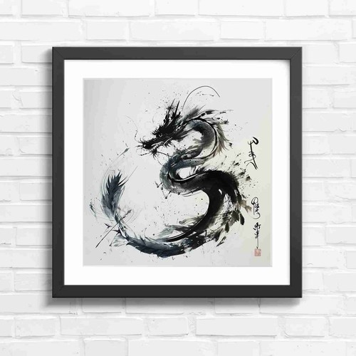 Chinese ink style dragon art - ink,