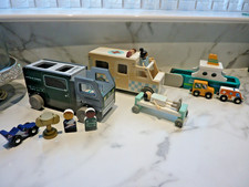 Little Town Wooden Toys x 3 BARGE, RACING SET AND AMBULANCE.