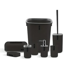 8-Piece Bathroom Accessories Set – Bin, Soap Dispenser, Toilet Brush & More